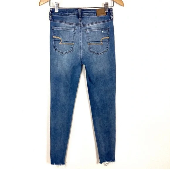 American Eagle AEO Super Hi-Rise Legging Skinny Destructive‎ Jeans Women’s Sz 2 - Picture 2 of 5